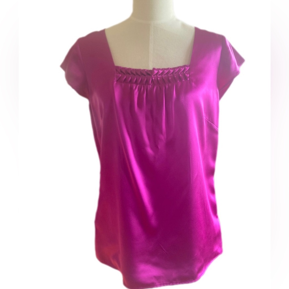 Tesori Fuchsia Silk Cap Sleeve Top Size M